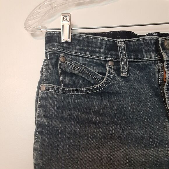 WRANGLER Q Baby Women's Jeans Size 5/6x33 Distressed Elastic Waistband Mid Rise - Picture 2 of 11